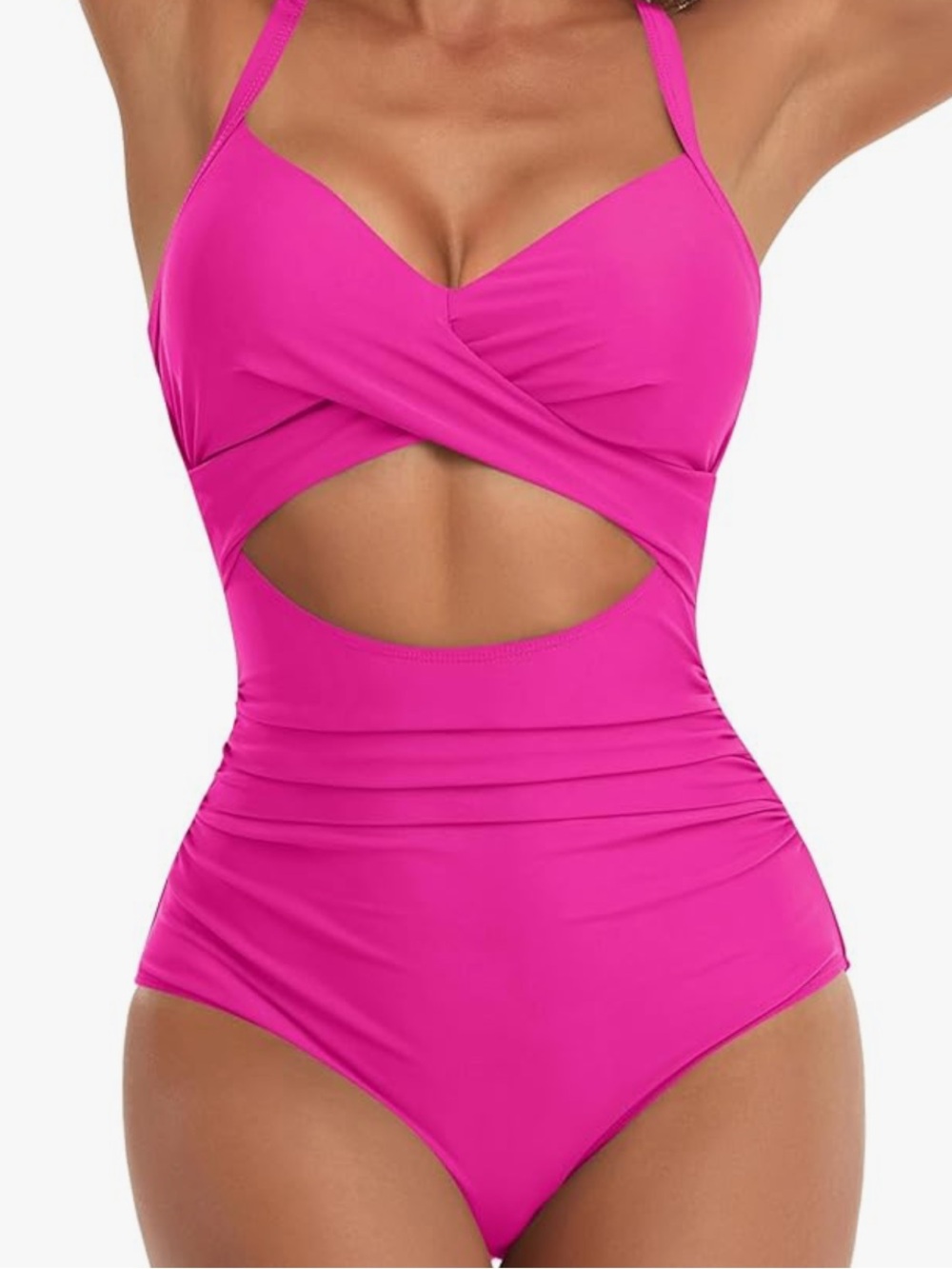Eomenie Fuchsia Cutout Tummy Conteol One-Piece Swimsuit